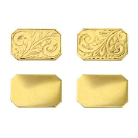 18ct Gold 18x12mm cut corner hand engraved chain Cufflinks