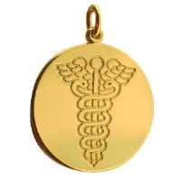 18ct Gold 19mm round medical alarm Disc Pendant