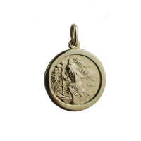 18ct Gold 20mm round St Christopher Pendant