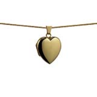18ct Gold 21x19mm heart shaped plain Locket with a 1mm wide curb Chain