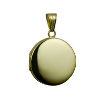 18ct Gold 23mm round plain flat Locket