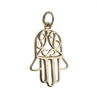 18ct Gold 24x12mm Hand of Fatima Pendant or Charm