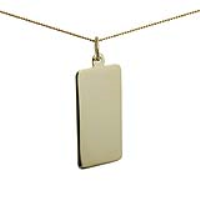 18ct Gold 26x13mm plain oblong Disc Pendant with a 1mm wide curb Chain 16 inches Only Suitable for Children