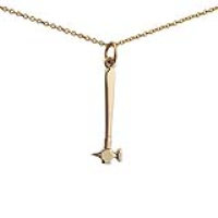9ct Gold  25x7mm solid Hammer Pendant with a 1.1mm wide cable Chain 16 inches Only Suitable for Children