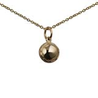 9ct Gold 10mm solid Cricket Ball Pendant with a 1.1mm wide cable Chain