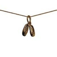 9ct Gold 10x10mm Ballet Slippers Pendant with a 0.6mm wide curb Chain