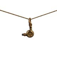 9ct Gold 10x10mm Hairdressers Hair Dryer Pendant with a 0.6mm wide curb Chain