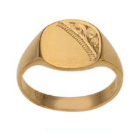 9ct Gold 10x10mm ladies engraved TV shaped Signet Ring Sizes L-Q