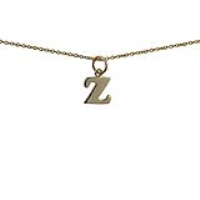 9ct Gold 10x10mm plain Initial Z Pendant with a 1.1mm wide cable Chain