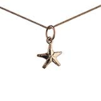 9ct Gold 10x10mm Starfish Pendant with a 0.6mm wide curb Chain