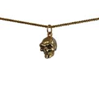 9ct Gold 10x11mm Skull Pendant with a 1.1mm wide spiga Chain
