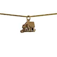 9ct Gold 10x13mm moveable Pub Pendant with a 1.1mm wide spiga Chain