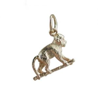9ct Gold 10x14mm Monkey on all fours Pendant or Charm