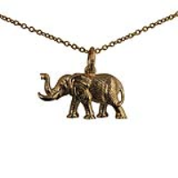 9ct Gold 10x20mm Elephant Pendant with a 1.1mm wide cable Chain