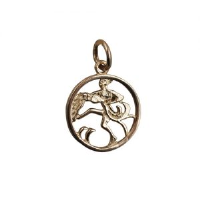 9ct Gold 11mm pierced Aquarius Zodiac Pendant