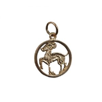 9ct Gold 11mm pierced Capricorn Zodiac Pendant