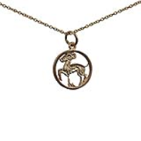 9ct Gold 11mm pierced Capricorn Zodiac Pendant with a 1.1mm wide cable Chain 16 inches Only Suitable for Children