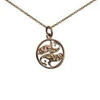 9ct Gold 11mm pierced Pisces Zodiac Pendant with a 1.1mm wide cable Chain