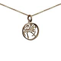 9ct Gold 11mm pierced Sagittarius Zodiac Pendant with a 1.1mm wide cable Chain 18 inches