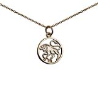9ct Gold 11mm pierced Taurus Zodiac Pendant with a 1.1mm wide cable Chain