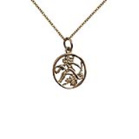 9ct Gold 11mm pierced Virgo Zodiac Pendant with a 1.1mm wide cable Chain