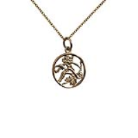 9ct Gold 11mm pierced Virgo Zodiac Pendant with a 1.1mm wide cable Chain 16 inches Only Suitable for Children