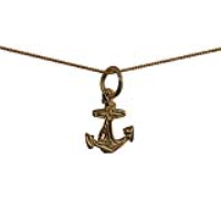 9ct Gold 11x10mm Anchor Symbol of Hope Pendant with a 0.6mm wide curb Chain