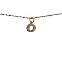 9ct Gold 11x10mm plain Initial O Pendant with a 1.1mm wide cable Chain