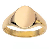 9ct Gold 11x10mm solid plain oval Signet Ring Sizes J-Q