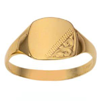 9ct Gold 11x11mm gents engraved TV shaped Signet Ring Sizes Q-W