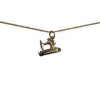 9ct Gold 11x11mm moveable Sewing Machine Pendant with a 1.1mm wide cable Chain 16 inches Only Suitable for Children