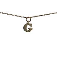 9ct Gold 11x12mm plain Initial G Pendant with a 1.1mm wide cable Chain