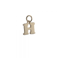 9ct Gold 11x12mm plain Initial H Pendant or Charm