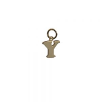 9ct Gold 11x12mm plain Initial Y Pendant or Charm