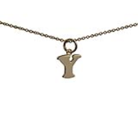 9ct Gold 11x12mm plain Initial Y Pendant with a 1.1mm wide cable Chain