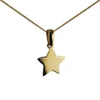9ct Gold 11x12mm plain Star Pendant on a bail loop with a 0.6mm wide curb Chain