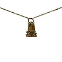 9ct Gold 11x14mm Coronation Chair Pendant with a 1.1mm wide cable Chain 18 inches