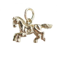 9ct Gold 11x17mm Fair Ground Carousel Horse Pendant or Charm