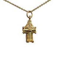 9ct Gold 11x17mm hollow Westminster Abbey Pendant with a 1.1mm wide cable Chain