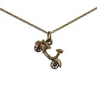 9ct Gold 11x20mm Scooter Pendant with a 1.1mm wide cable Chain