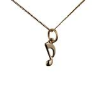 9ct Gold 11x6mm Quaver musical note Pendant with a 0.6mm wide curb Chain