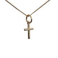 9ct Gold 11x7mm Cross symbol of faith Pendant with a 0.6mm wide curb Chain 16 inches Only Suitable for Children