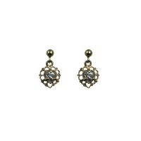 9ct Gold 11x7mm filigree heart Dropper Earrings set with Cubic Zirconia