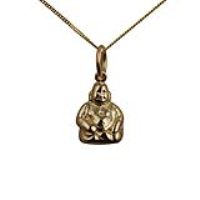 9ct Gold 11x9mm Buddha Pendant with a 0.6mm wide curb Chain 16 inches Only Suitable for Children