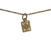 9ct Gold 11x9mm King of Diamonds Playing Card Pendant with a 1.1mm wide cable Chain