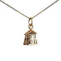 9ct Gold 11x9mm Watchman&#39;s Lantern Pendant with a 0.6mm wide curb Chain