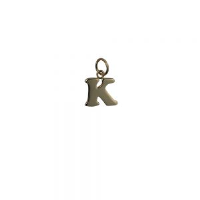 9ct Gold 12x10mm plain Initial K Pendant or Charm