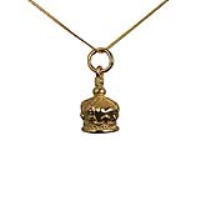 9ct Gold 12x10mm Royal Crown Pendant with a 0.6mm wide curb Chain