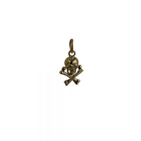 9ct Gold 12x10mm Skull and Crossbones Pendant or Charm