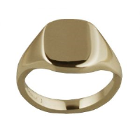 9ct Gold 12x10mm solid plain cushion Signet Ring Sizes J-S